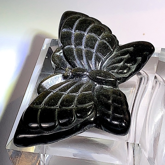 BUTTERFLY 🦋 GOLDEN OBSIDIAN CARVED CRYSTAL - Picture 7 of 9